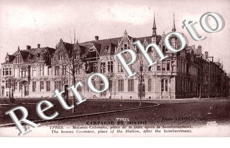Maison Coomans, place de la gare apres le Bombardement