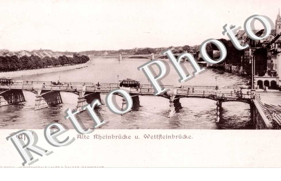 Alte Rheinbrucke u. Wettfeinbrucke. Vieux pont du Rhin