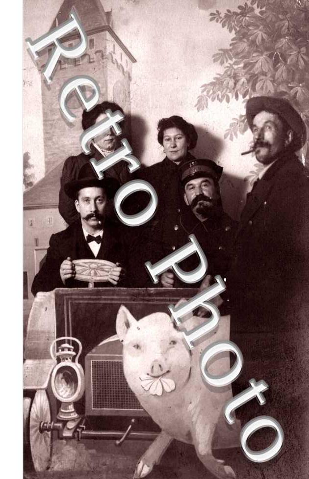 Photo de groupe et un Cochon