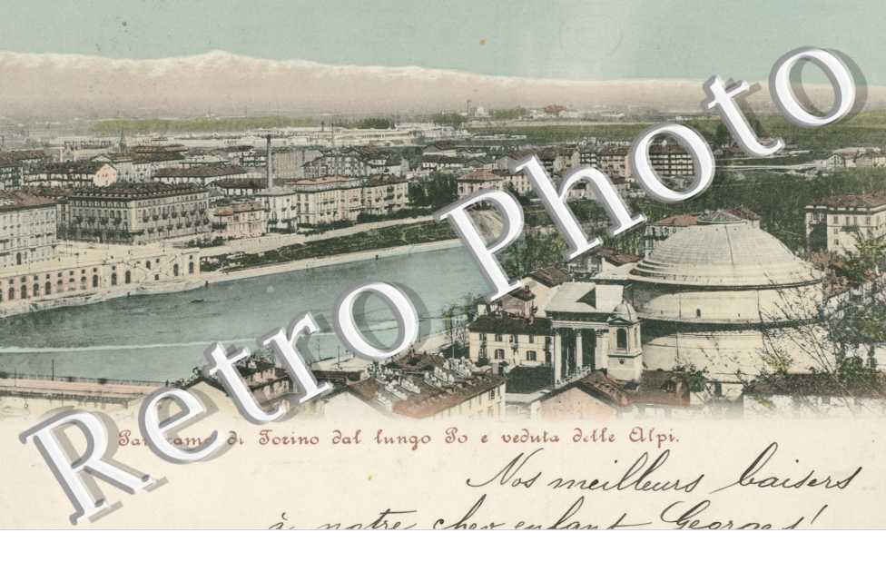 Panorama di Torino dal lungo Po e Veduta delle Alpi