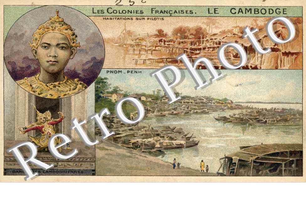 Habitations sur pilotis  - Danseuses cambodgiennes - Pnom Penh