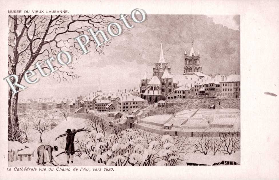 Musee du vieux Lausanne - La cathedrale vue du champ de l&#039;Air vers 1820