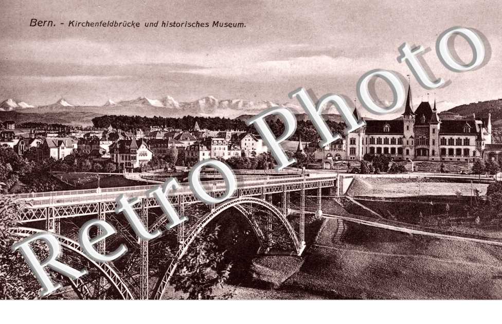 Kirchenfeldbrucke und historisches Museum. Pont de Kirchenfeld et musee d&#039;histoire