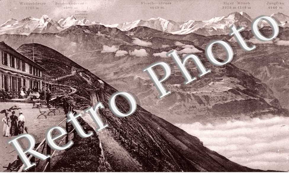 Blick auf die Wetterhorner, Schreckhoner, Fiescherhoner, Eiger Monche, Jungfiau