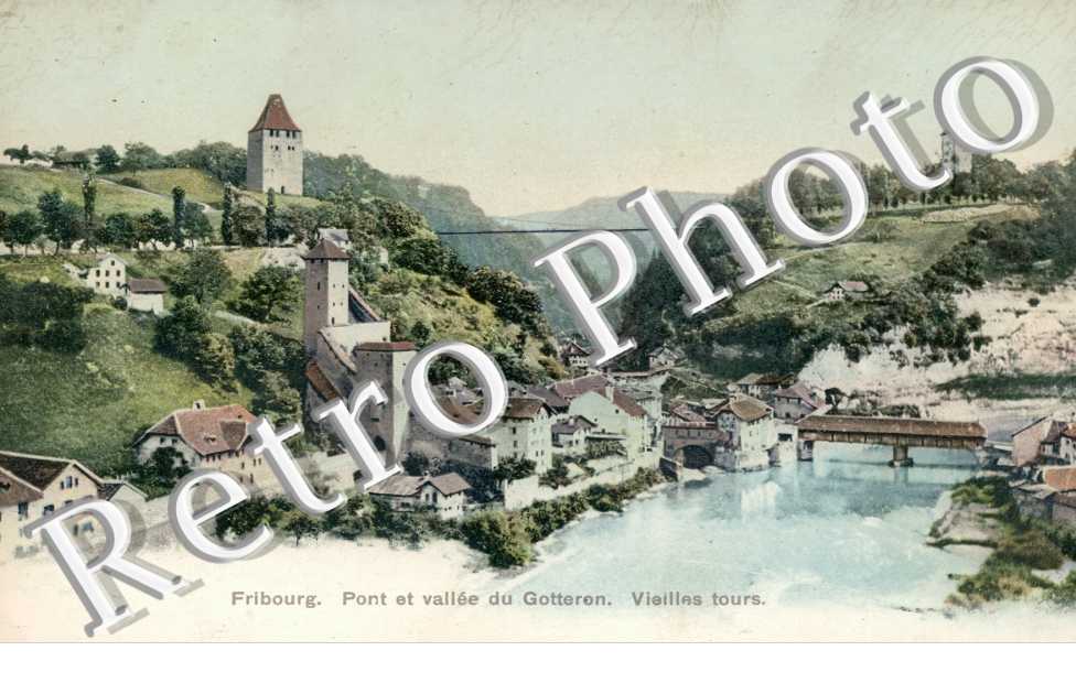 Pont et vallee du Gotteron. Vieilles tours