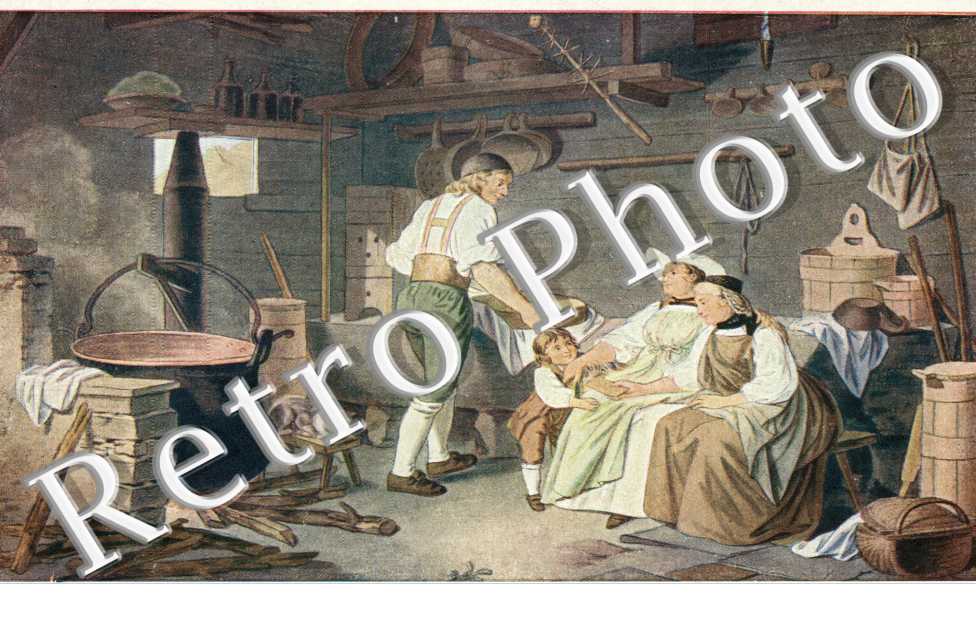 La visite au chalet - aquarelle de S. Freudenberg