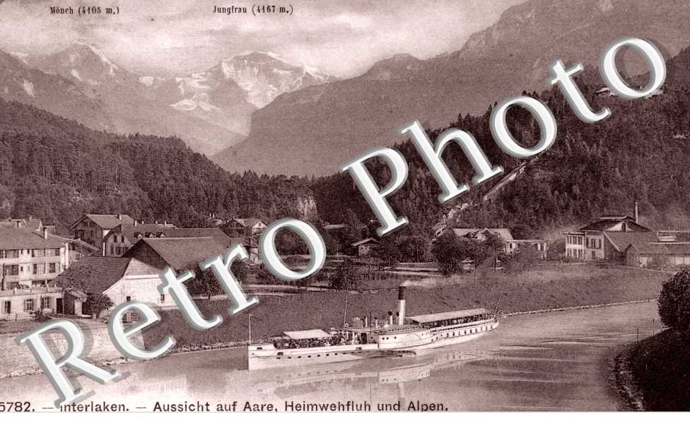 Aussicht auf Aare, Heimwehfluh und Alpen. Vue de l&#039;Aar, Heimwehfluh et Alpes
