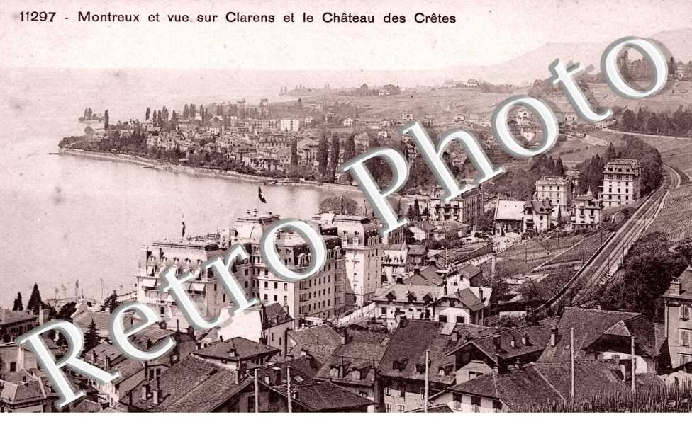 Montreux et vue sur Clarens et le chateau des Cretes