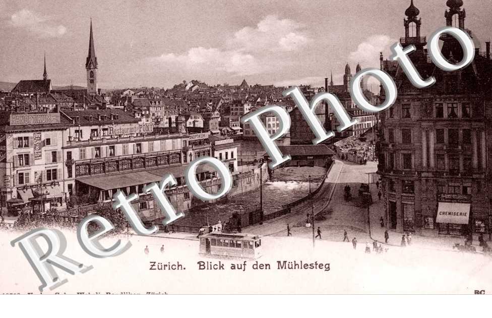 Blick auf den Muhlesteg. View of the mill bridge