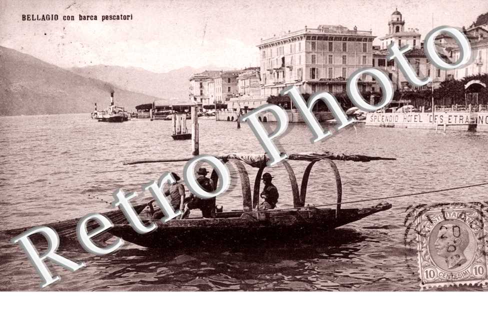 Bellagio con barca pescatori