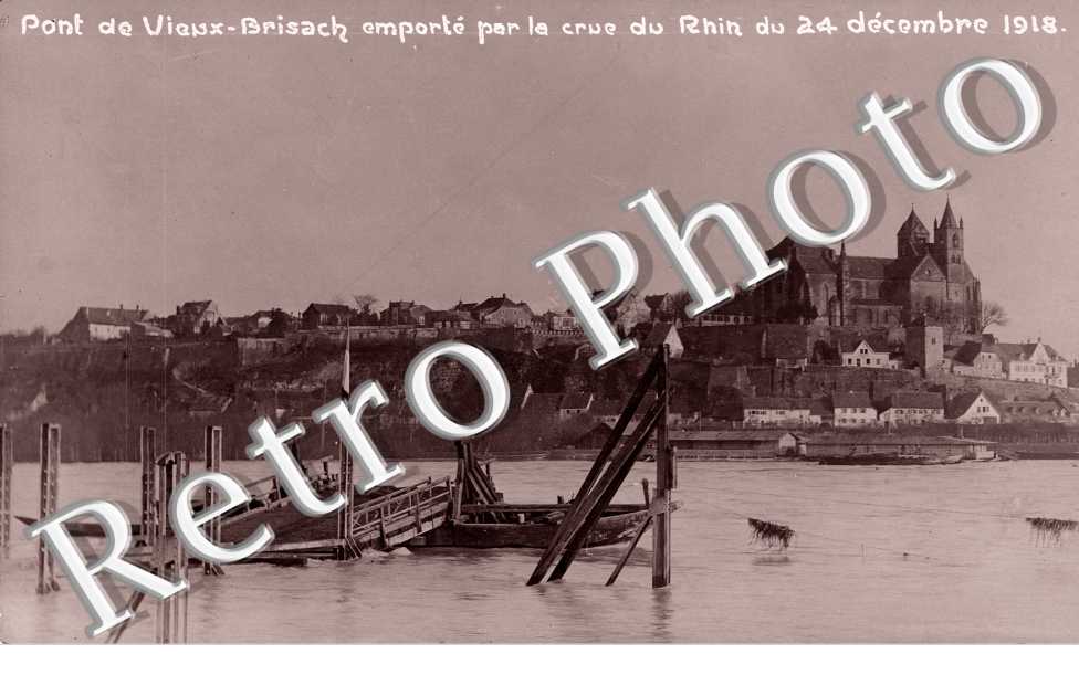 le pont emporte par la crue du Rhin