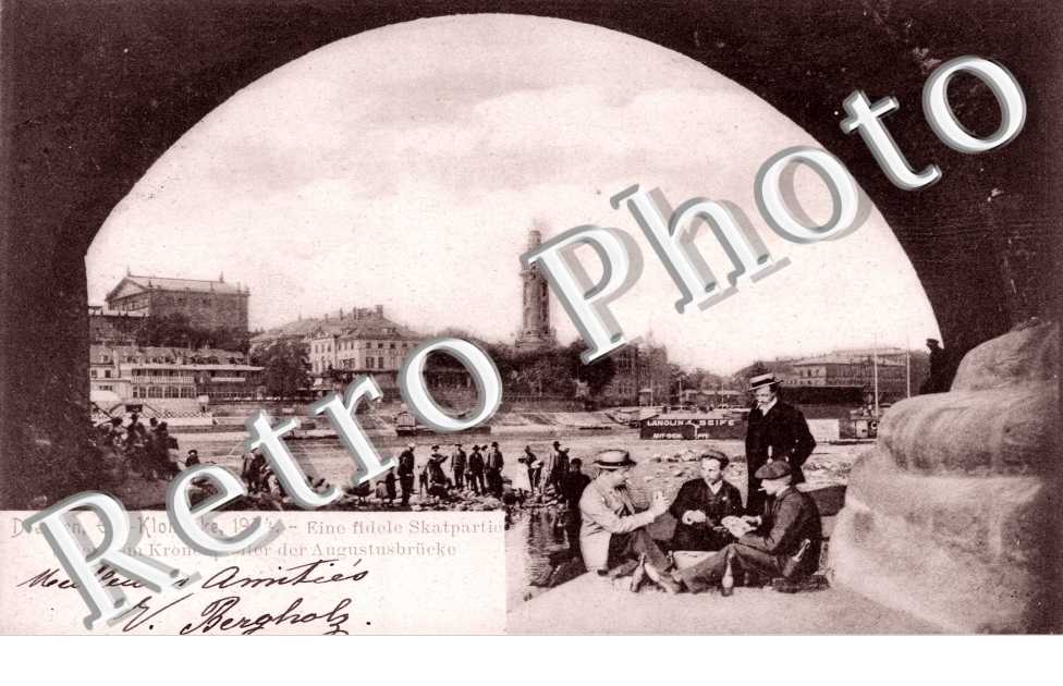 Elb-Klondyke 1904, Eine fidele Skatpartie unter dem Kronenpfeiler der Augustusbrucke