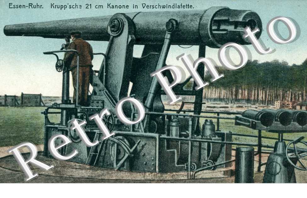 Essen-Ruhr, Krupp&#039;sche 21 cm Kanone in Verschwindlatte