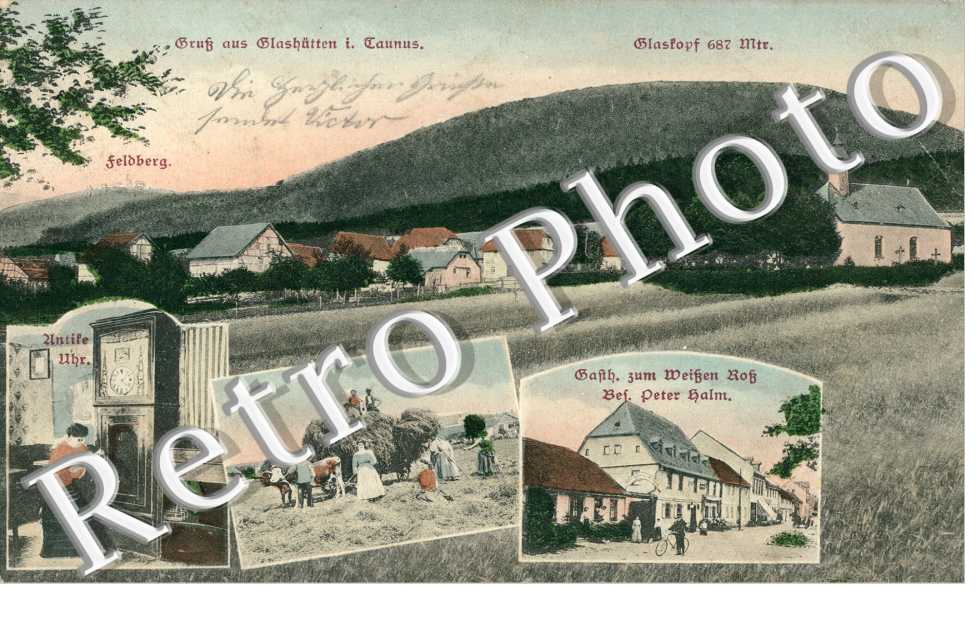 Gasthaus zum Weizen Rof Bef. Peter Halm, Untife Uhr.