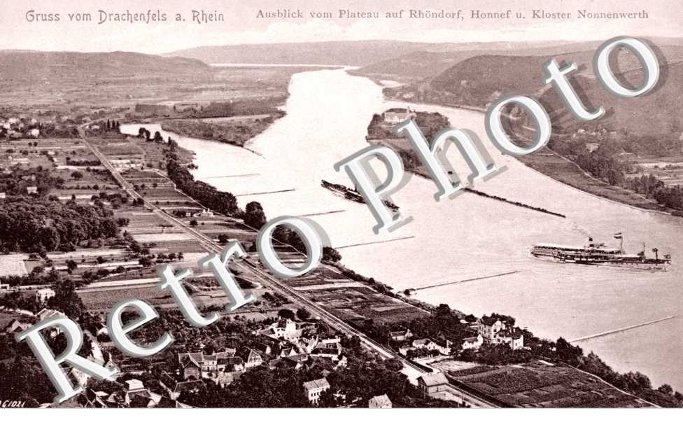Ausblick vom Plateau auf Rhöndorf, Honnef und Kloster Nonnenwerth
