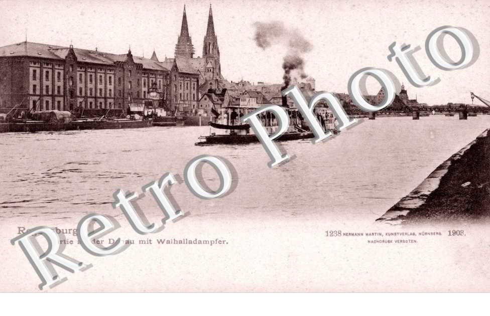 Partie an der Donau mit Walhalladampfer