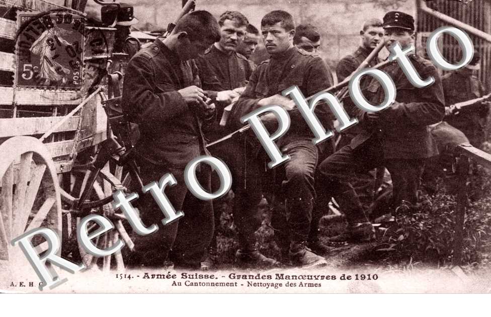 armee suisse Grandes manoeuvres de 1910 Nettoyage des armes