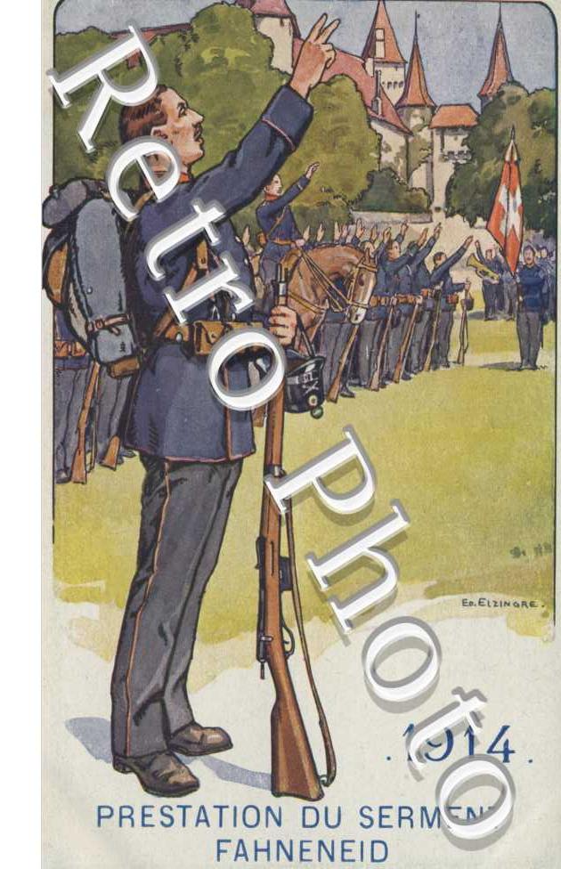 Le Soldat Suisse a travers les ages - 1914 - prestation du serment Fahneneid