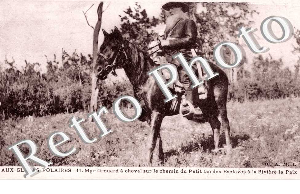 Aux glaces polaires, Mgr Grouard a cheval sur le chemin du petit Lac des Esclaves a la Riviere Paix