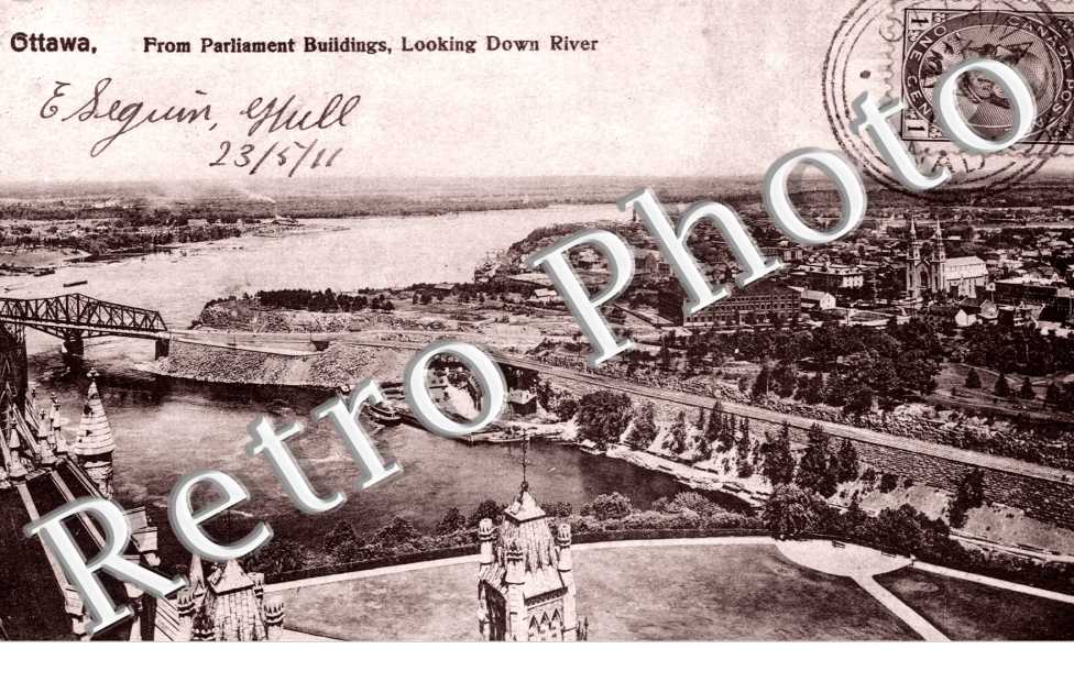 from parliament buildings, looking down river