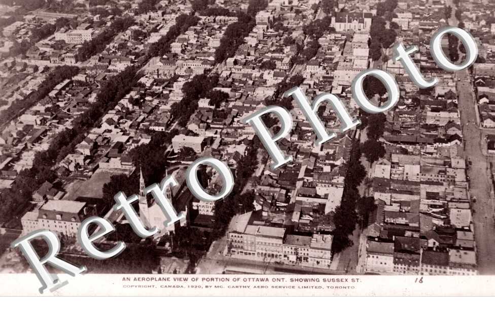 an aeroplane view of portion of Ottawa showing Sussex street