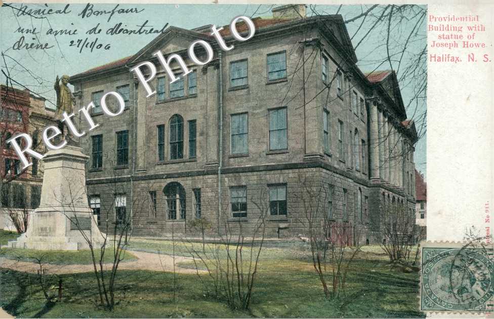 Providential Building with statue of Joseph Howe
