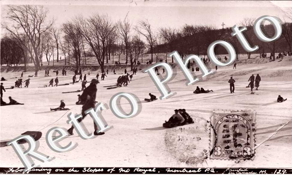 toboganning on the slopes of Mont Royal