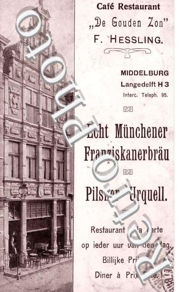 Cafe, Restaurant "De Gouden Zon", F. Hessling