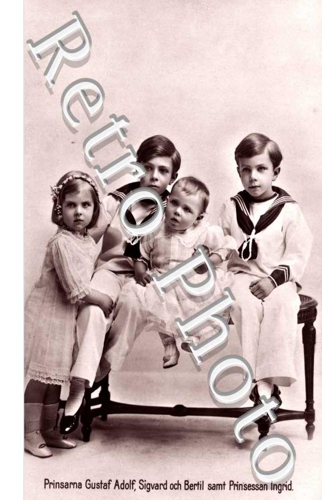 Prinsarna Gustaf Adolf, Sigvard och Bertil samt Prinsessan Ingrid