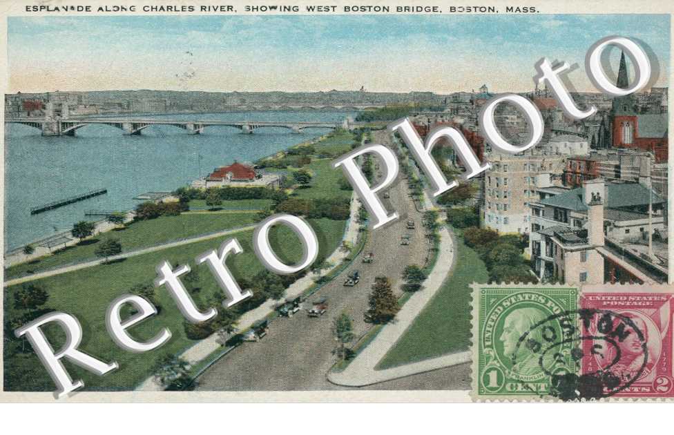 Esplanade alognCharles River, showing Weest Boston Bridge