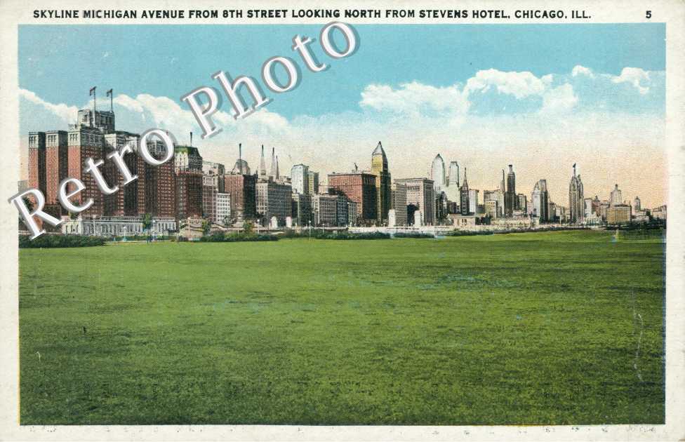 Skyline Michigan Avenue from 8th Street looking north from Stevens Hotel