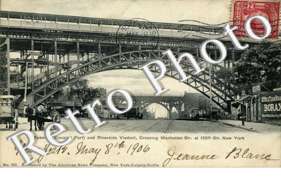 Subway (elevated part) and riverside Viaduct, crossing Manhattan Str. at 125th Str.
