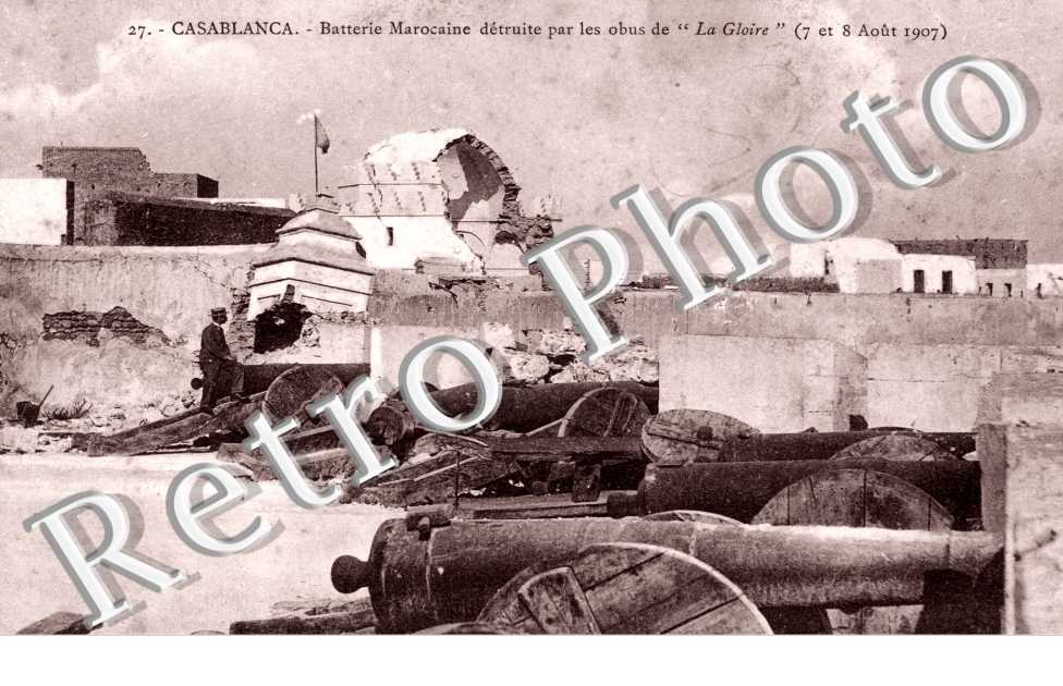 Batterie Marocaine detruite par les obus de "la Gloire" (7 aout 1907)