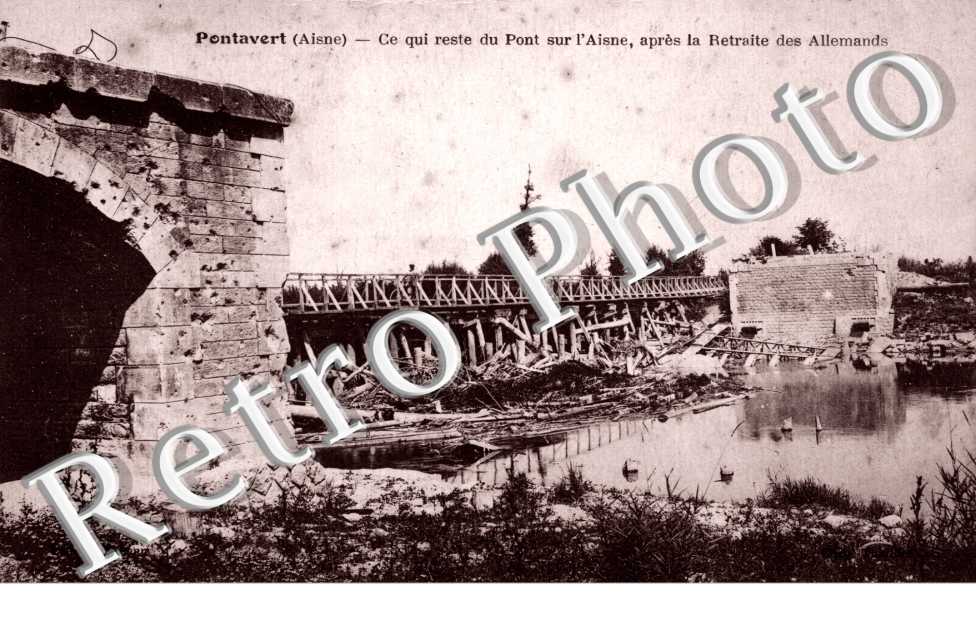 Ce qui reste du pont sur l&#039;Aisne, apres la retraite des allemands