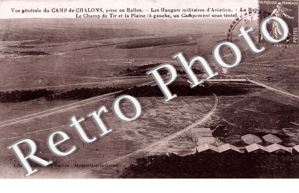 vue generale du camp de Chalons prise en ballon Les hangars militaires d&#039;aviation