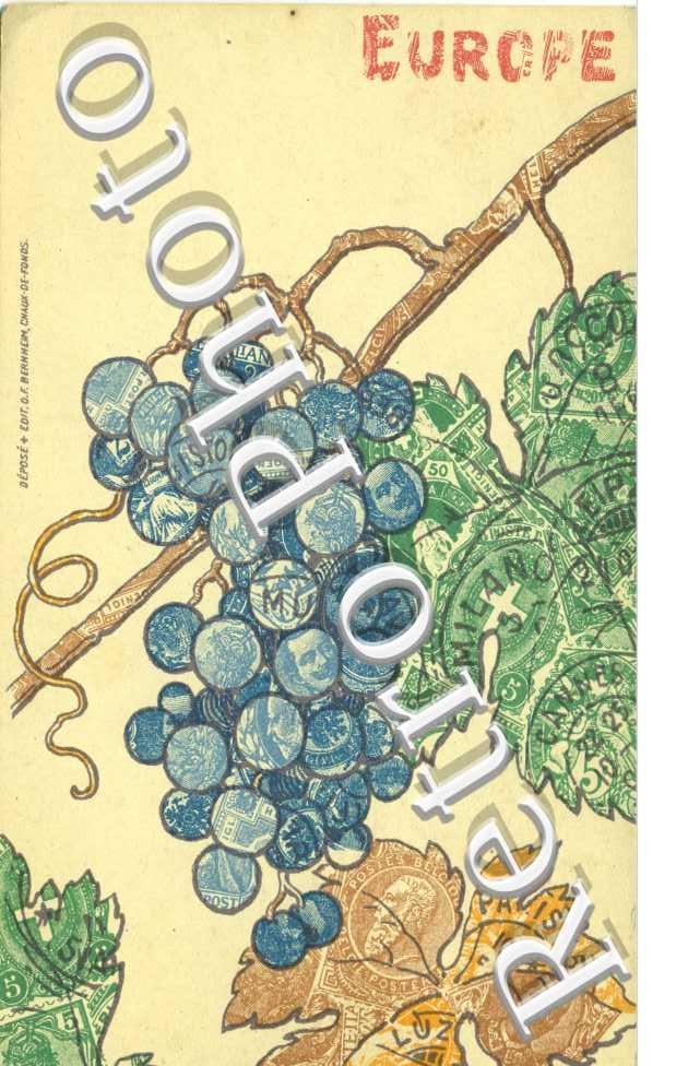 Grappe de Raison en collage de timbres