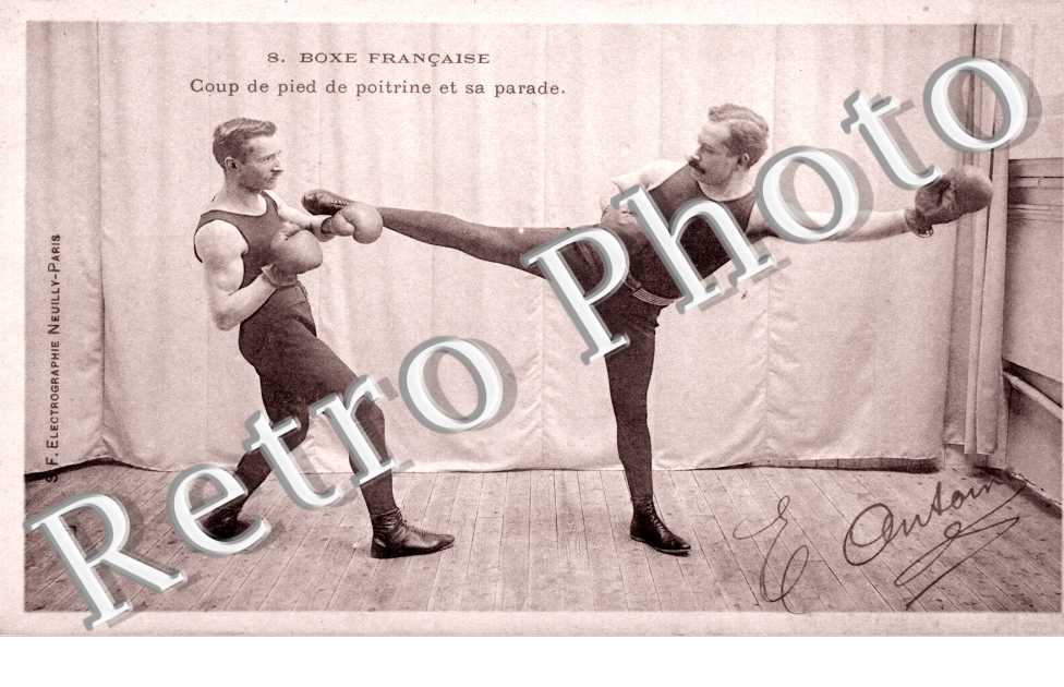 Boxe Française - Coup de pied de pointrine et sa parade, n°8 (signee par le boxeur Antoine)