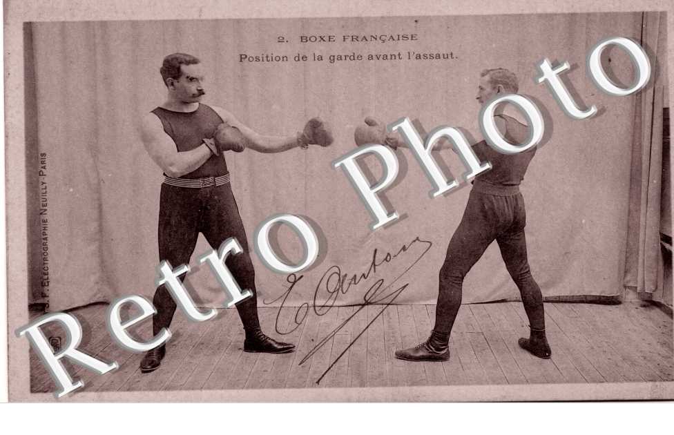 Boxe Française - Position de la garde avant l'assaut, n°2 - (signee par le boxeur Antoine)