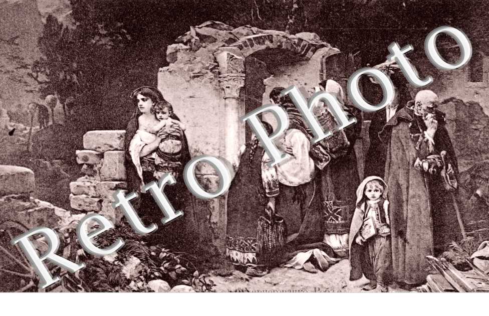 (une famille dans les ruines)