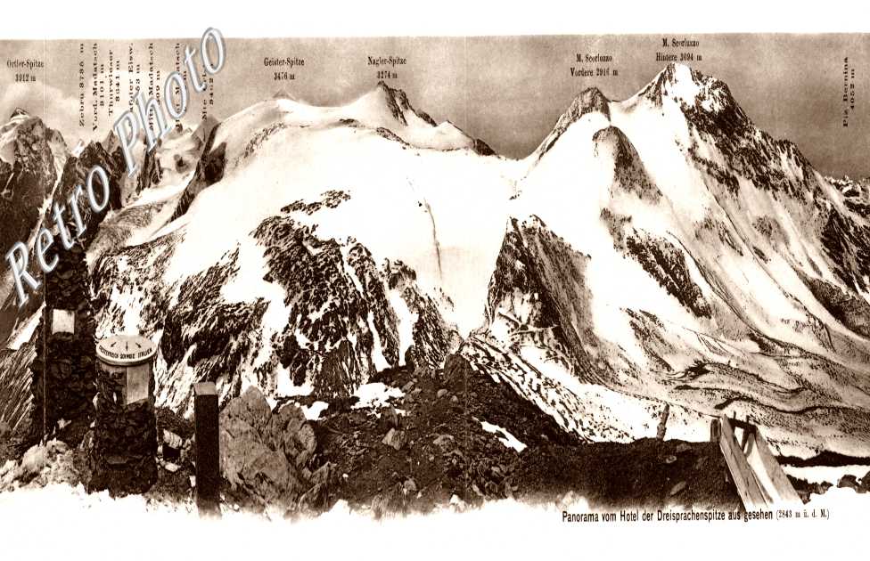panorama vom hotel der Dreisprachenspitze aus gesehen - carte panoramique
