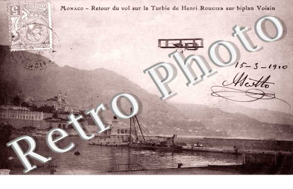 Retour de vol sur La Turbie de Henri Rougier sur Biplan Voisin