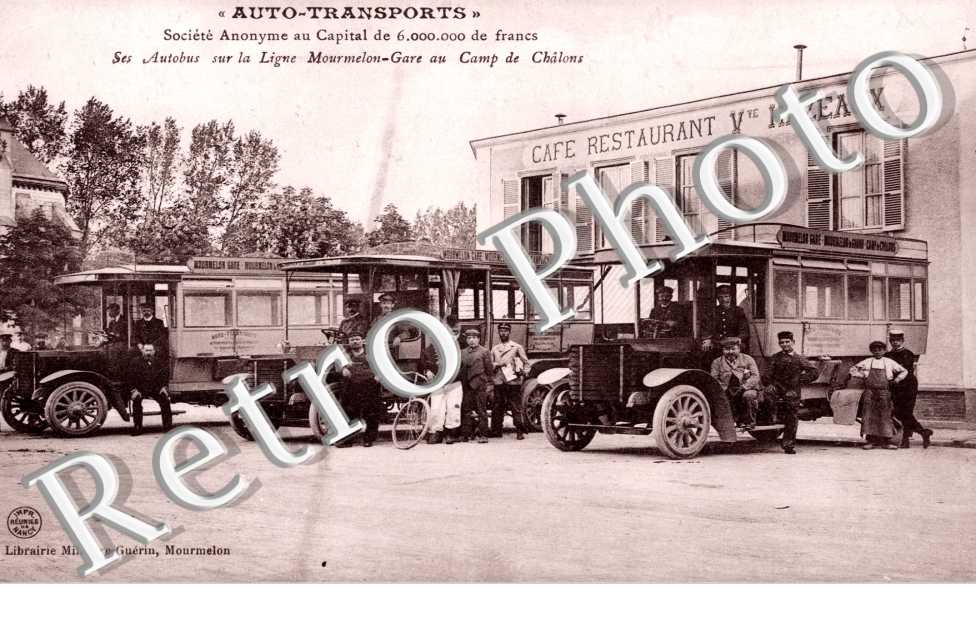 Auto Transports  Ligne Mourmelon-Gare au camps de Chalons  Cafe Restaurant Vve Hazeaux