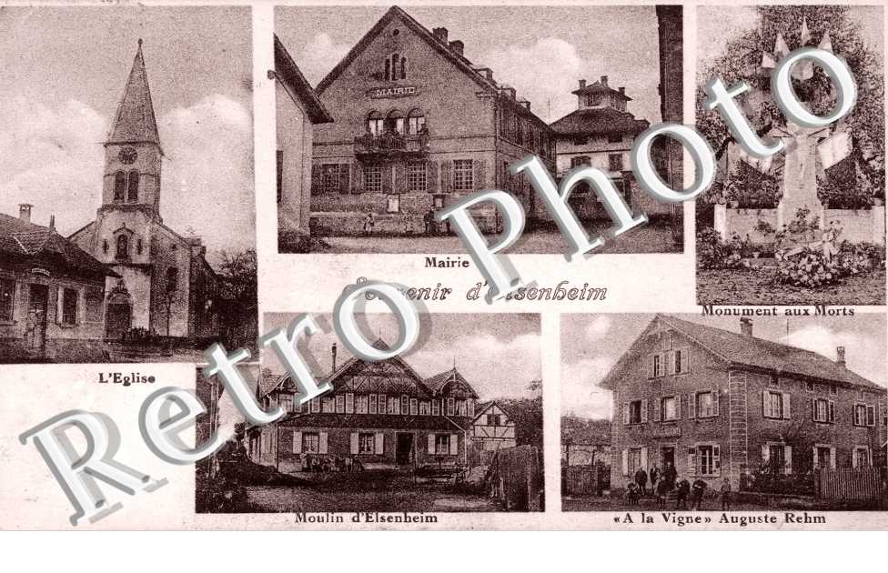 Eglise, Mairie, Moulin et Commerce Rehm