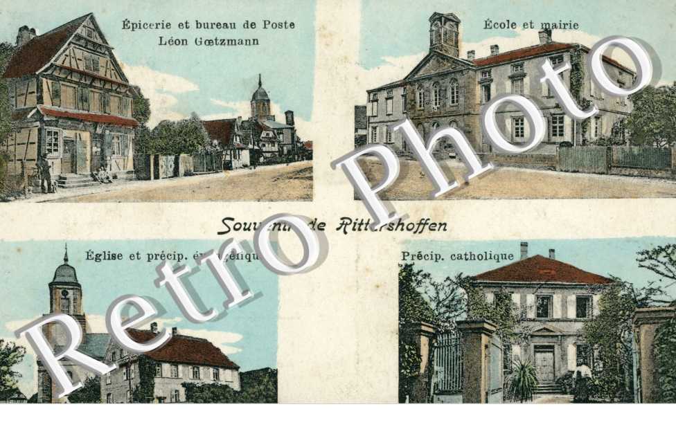 Epicerie et  Bureau de Poste Léon Goetzmann, Eglise Ecole et Mairie