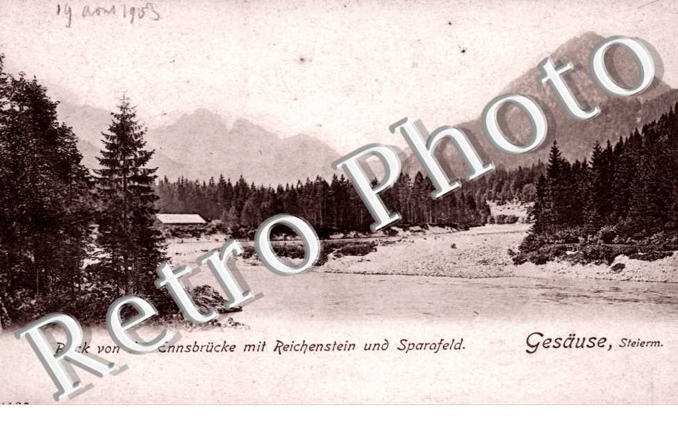 Blick von der Ennsbrucke mit Reichenstein und Sparafeld