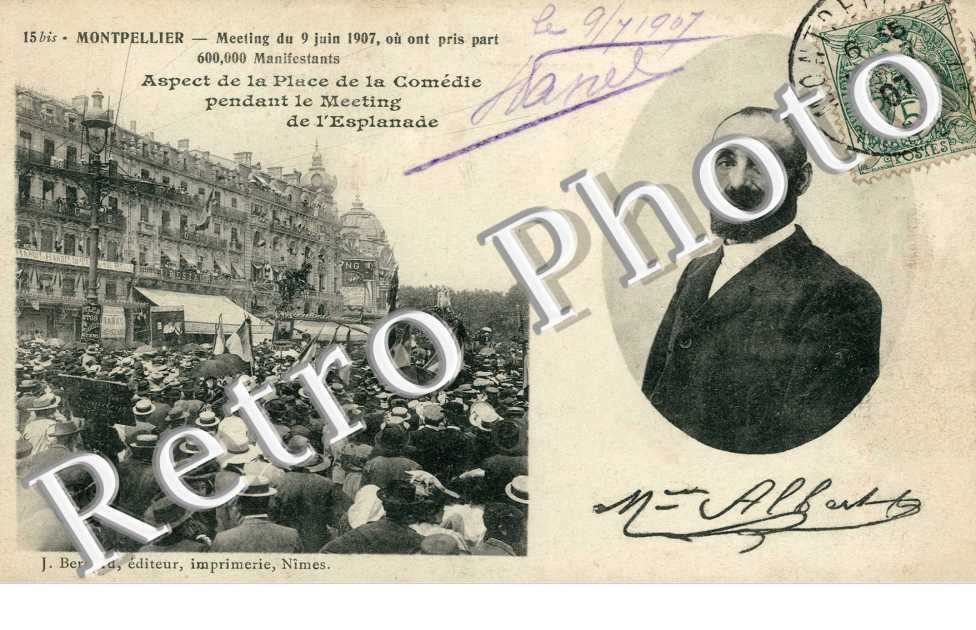 Aspect de laPlace de la Comédie pendant le meeting de l'esplanade - 9 juin 1907