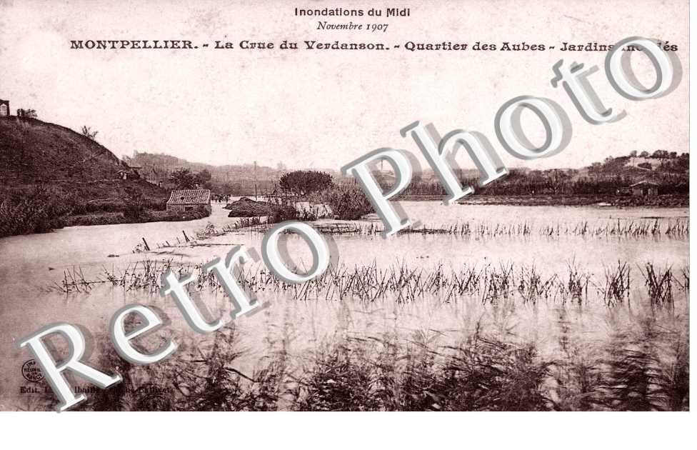 La crue du Verdanson  -  Quartier des Aubes - Jardins inodes Novembre 1907