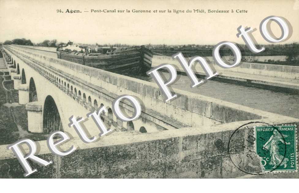 Pont Canal sur la Garonne et sur la ligne du Midi, Bordeaux à Cette