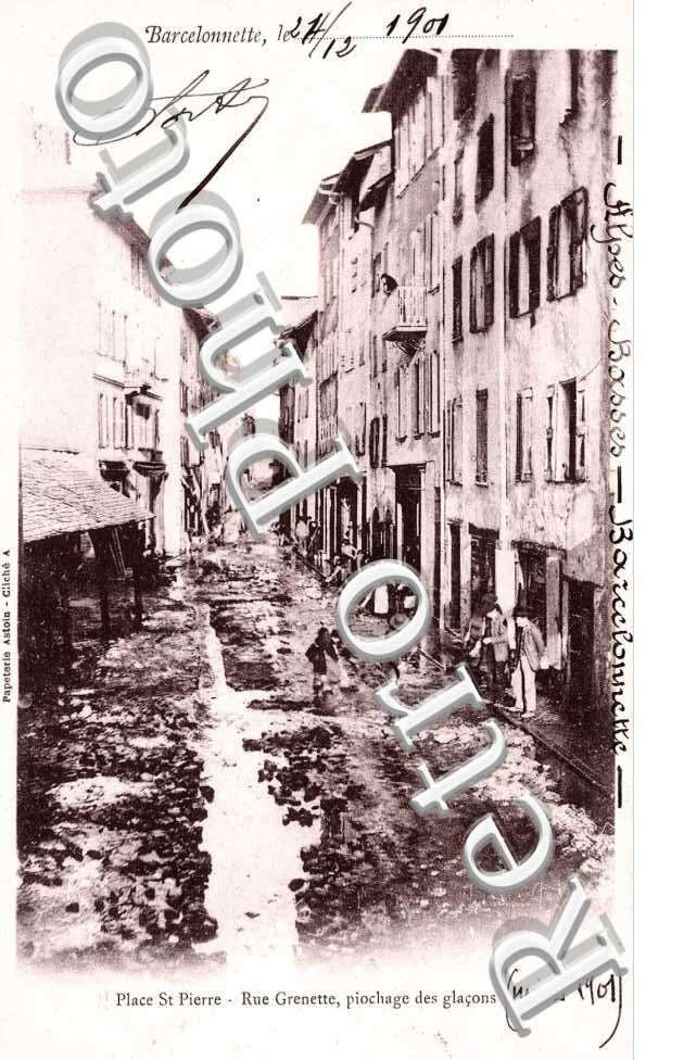 place Saint-Pierre Rue Grenette, piochage des glacons mars 1901