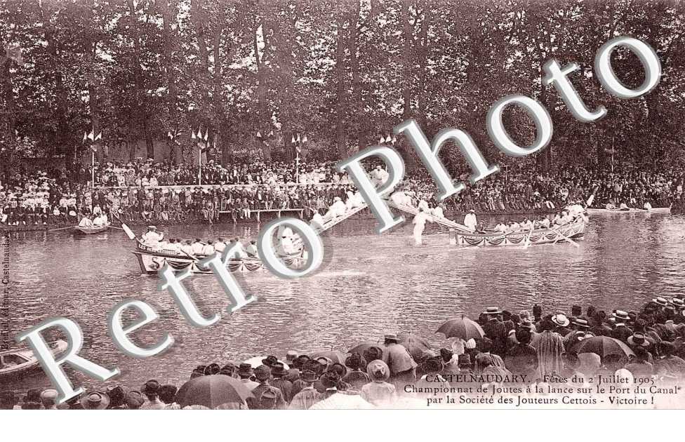 fetes du 2 juillet 1905 Championnat de Joutes a la lance sur le port du canal par la societe des jouteurs Cettois - Victoire !